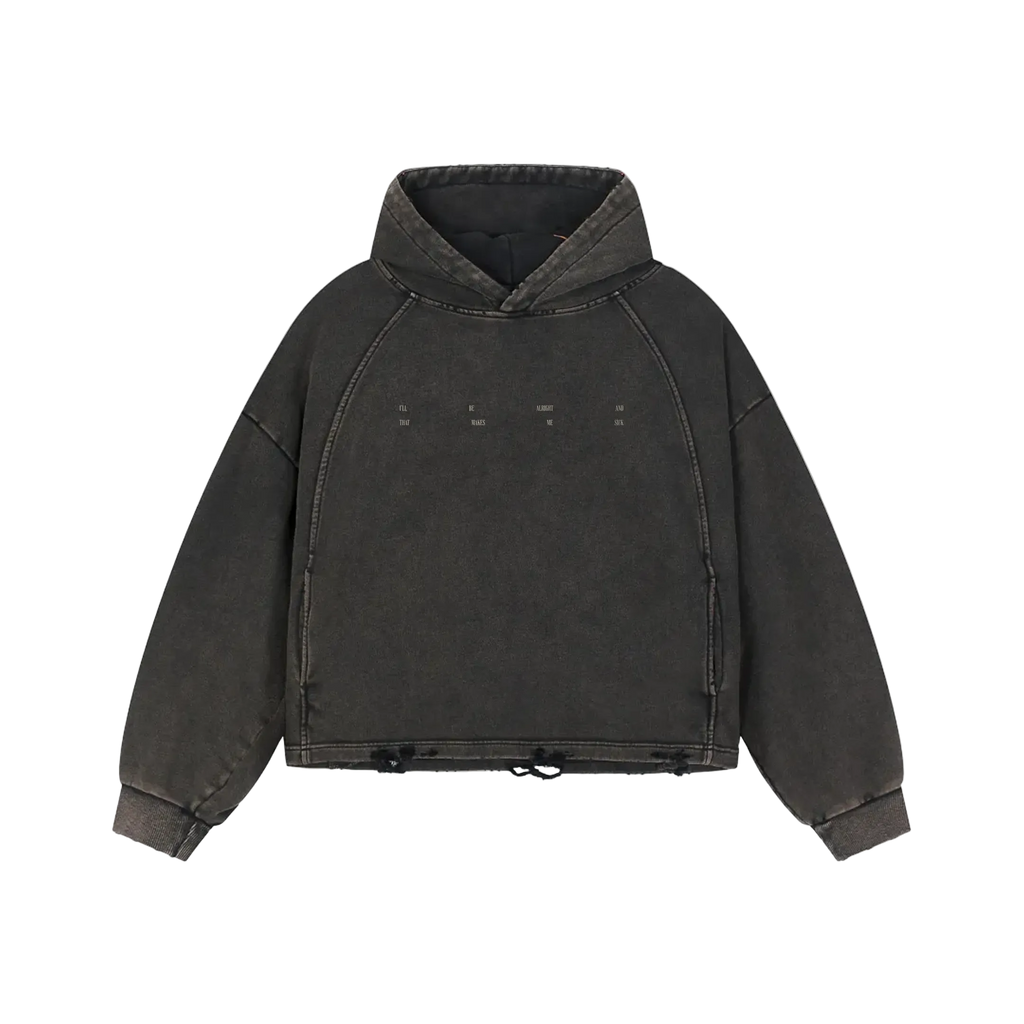 Distressed Crop Hoodie - i’ll be alright and that makes me sick